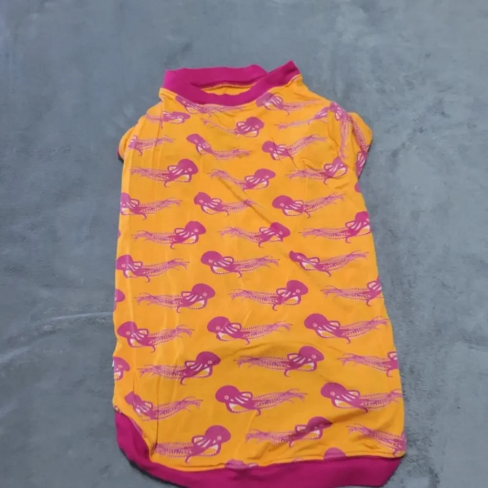 Kickee Dog Shirt‎ Size Large Apricot Octopus Matching Fun Bamboo Comfort Stretch
